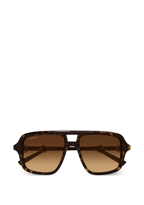 Gucci Eyewear square Horsebit-detail sunglasses - Brown