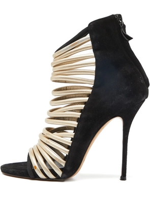 Casadei Vintage leather gold cage sandals - Black
