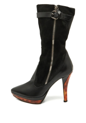 Casadei Vintage Pre-owned 115mm leather zip-up boots - Black