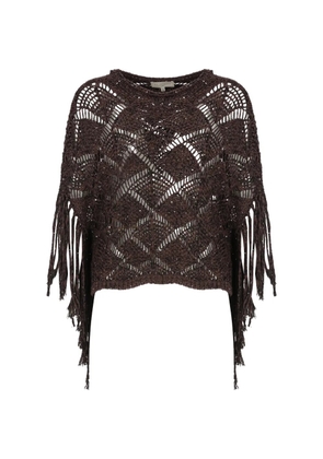 Antonelli sequin-embellished fringed sweater - Brown