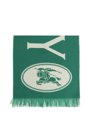 Burberry logo-intarsia fringed scarf - Green
