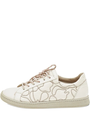 Brunello Cucinelli pre-owned embroidered leather sneakers - White