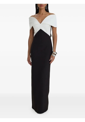 MOOS STUDIO Dual Form off-shoulder colour-block gown - Black