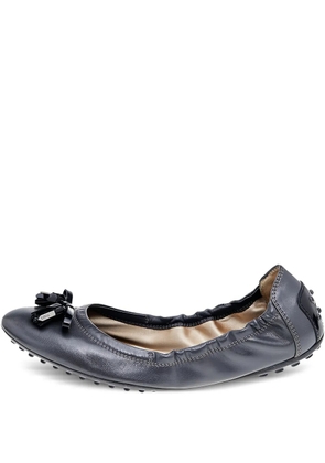 Tod's Vintage leather bow-detail ballet flats - Grey