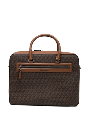 Michael Kors monogram zip briefcase - Brown