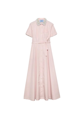 Prada embroidered poplin shirt dress - Pink