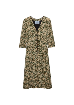 Prada embroidered printed sable dress - Green