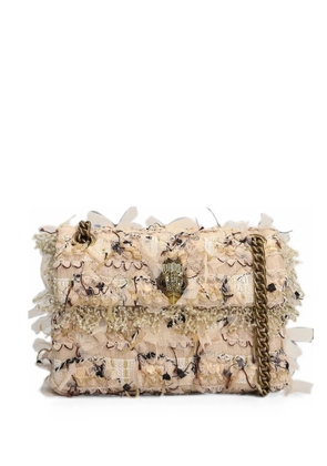 Kurt Geiger London Kensington bead-embellished tweed shoulder bag - Neutrals