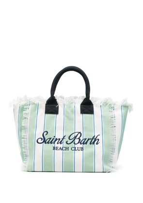 MC2 Saint Barth Vanity striped frayed-edge tote bag - Green