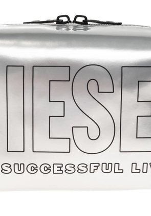 Diesel logo-print wash bag - Silver