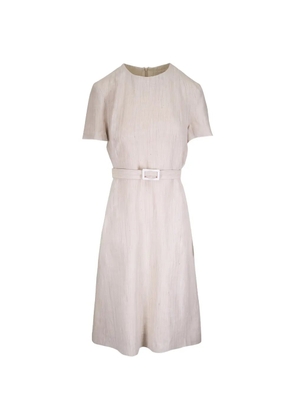 Kiton belted short-sleeve midi dress - Neutrals