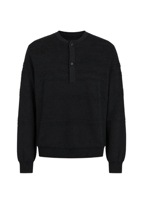 Emporio Armani cable-knit henley sweater - Black