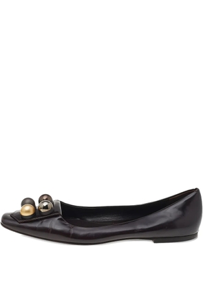 Fendi Pre-Owned studded leather ballet flats - Brown