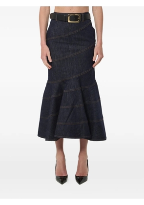Self-Portrait belted mermaid-style midi skirt - Blue