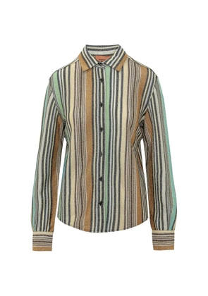 Missoni striped metallic-thread shirt - Blue