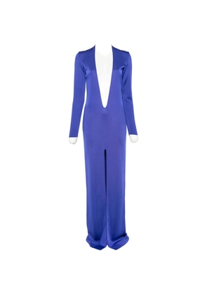 TOM FORD plunging-neckline front-slit maxi dress - Blue