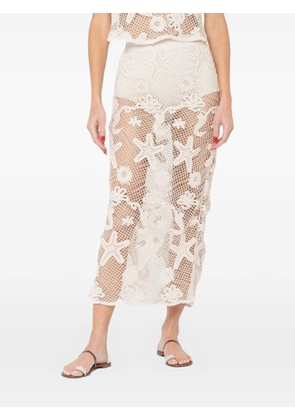 JBQ crochet starfish-motif midi skirt - Neutrals