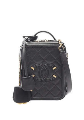 CHANEL Pre-Owned 2019 Caviar CC Filigree Vertical Vanity Case satchel - Black