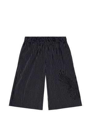 Diesel pinstriped Phoenix-embroidered shorts - Black