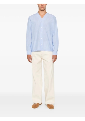 3DICI vertical-stripe V-neck shirt - Blue