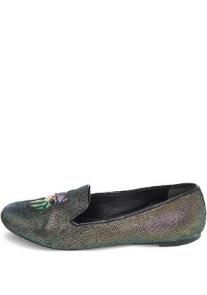 Tory Burch pre-owned embroidered loafers - Black