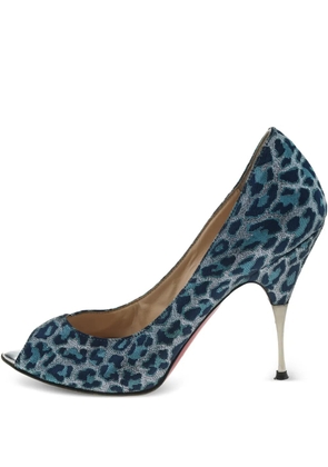 Christian Louboutin Pre-Owned 100mm leopard-print pumps - Blue