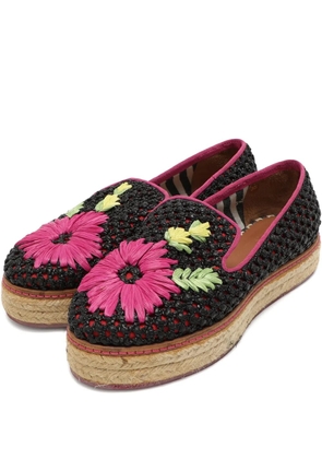 Missoni Pre-Owned floral-motif raffia espadrilles - Black