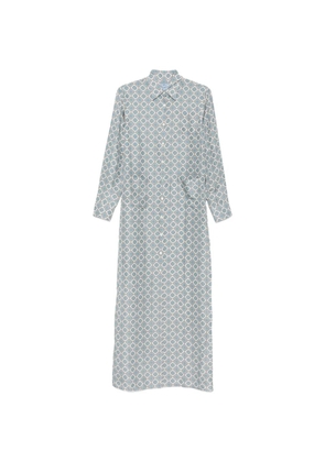 Prada Pre-Owned Damie geometric-print shirt midi dress - White