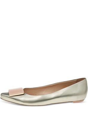 Tod's Vintage pre-owned patent leather buckle ballet flats - Silver