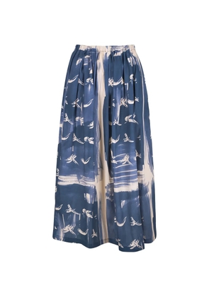 Odeeh abstract-print pleated maxi skirt - Blue