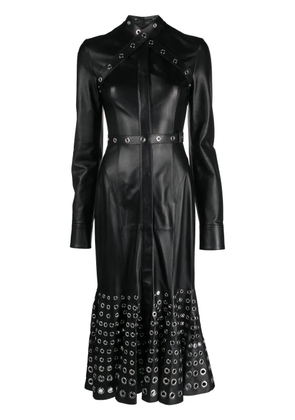 Off-White eyelet-embellished leather midi dress - Black