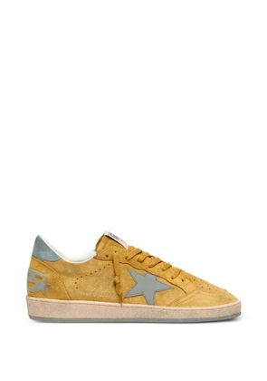 Golden Goose Ball Star in ocher suede with leather star and light blue suede heel tab sneakers - Yellow