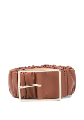 AGL Mabel ruched leather belt - Brown
