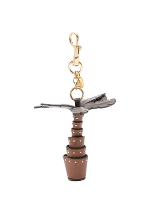 Anya Hindmarch Palm Tree stud-embellished keyring - Brown