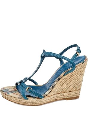 Burberry Pre-Owned 105mm leather wedge sandals - Blue