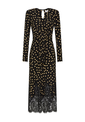 Rebecca Vallance Millie polka-dot lace-trimmed midi dress - Black