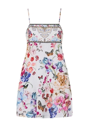 Camilla floral-print mini dress - White