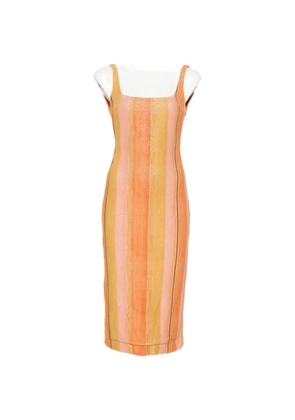 Água de Coco striped scoop-neck midi dress - Orange