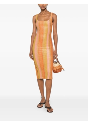 Água de Coco striped scoop-neck midi dress - Orange