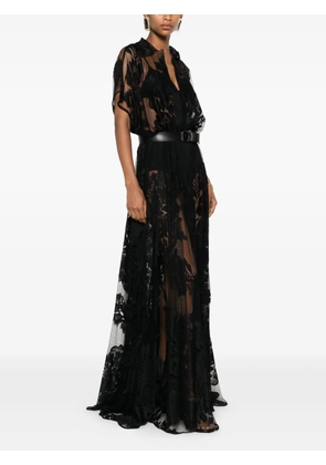 Norma Kamali floral-devoré maxi dress - Black
