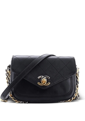 CHANEL Pre-Owned Two Tone Envelope Flap Bag Quilted Calfskin Small shoulder bag - Black