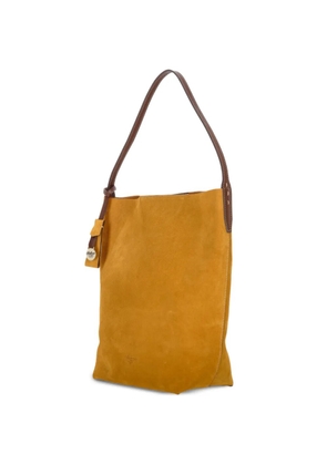 BOLDRINI suede-finish logo-debossed tote bag - Yellow