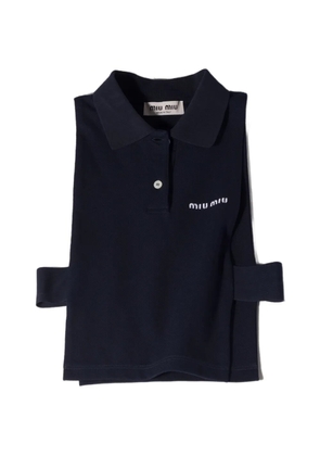 Miu Miu logo-print bib polo top - Black