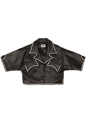 RHUDE lace-trim leather shirt - Black