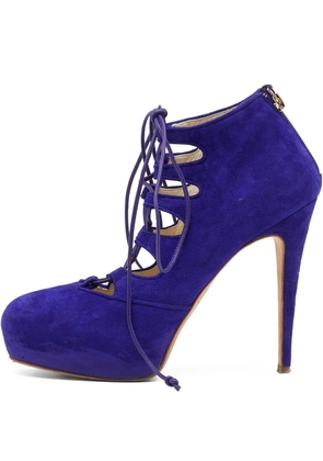 Brian Atwood pre-owned 120mm cut-out platform pumps - Purple