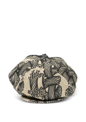 Nemen button-embellished graphic-print baker boy hat - Neutrals