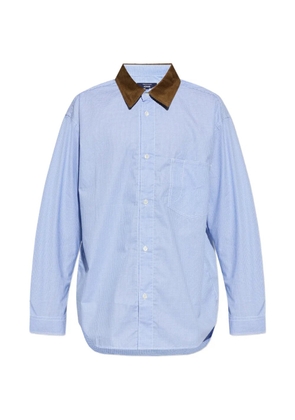 Comme des Garçons Homme corduroy-collar checked shirt - Blue