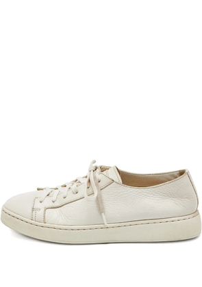 Santoni leather lace-up sneakers - White
