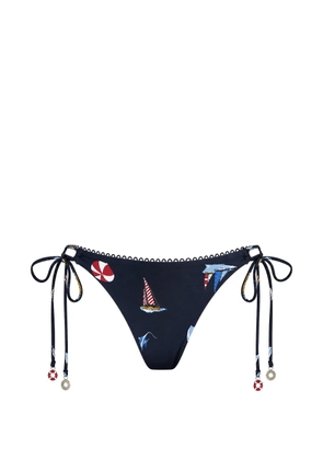 Seafolly graphic-print tie side bikini bottoms - Blue