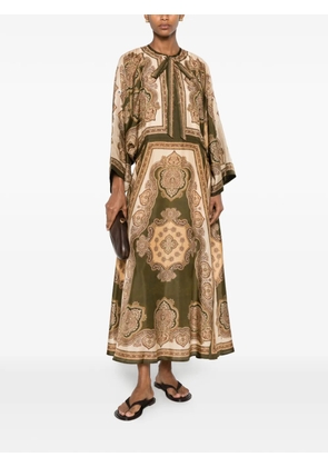 ZIMMERMANN paisley-print pussy-bow midi dress - Green